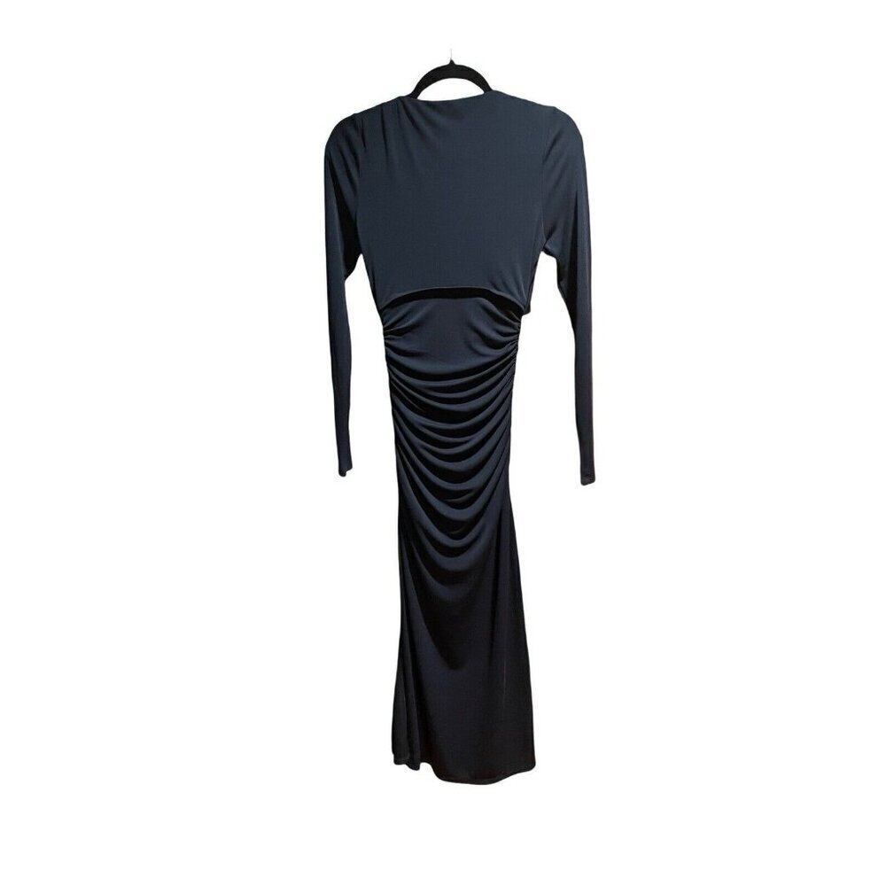 NEW Cinq à Sept Brenna Tie Front Long Sleeve Midi Dress Dark Teal Peacock Size 4 - Picture 10 of 14